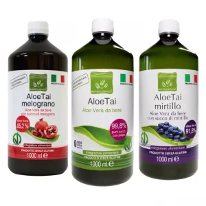 Aloe Vera zum Trinken – 3 Geschmacksrichtungen: Pur, mit Heidelbeere, mit Granatapfel – 3L